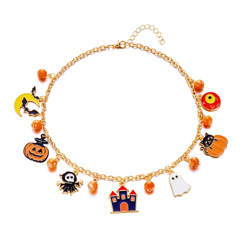Wholesale  Cat Pumpkin Funny Cartoon Pendant Necklace